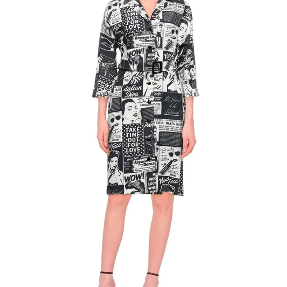 Moschino Black and White Graphic Print Dress IT 40 ( Fit 4-6 )